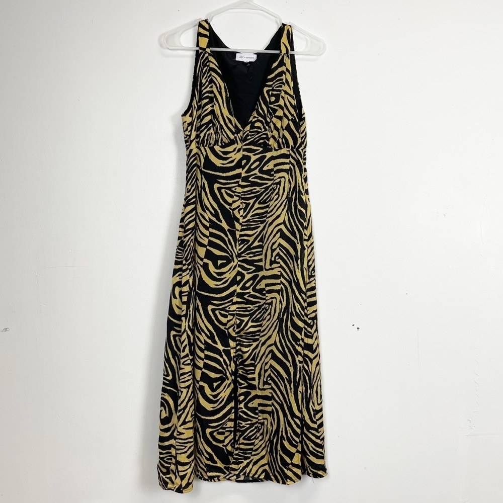NEW Lost + Wander Dress Womens Size Medium Tan Black Tiger Sleeveless Midi NWOT